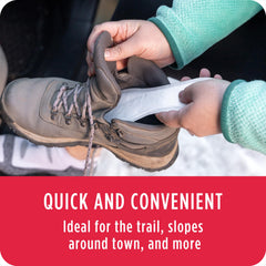 Little Hotties warmer placed inside shoe for secure warmth