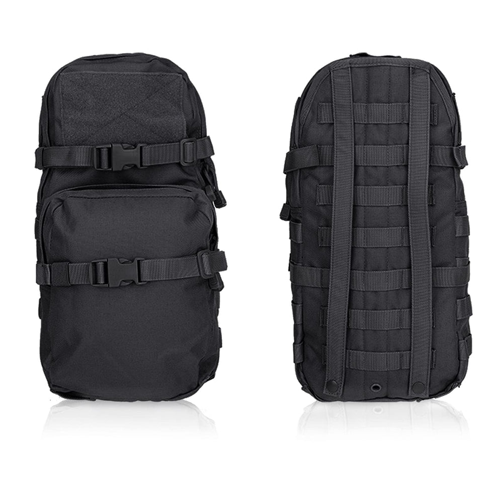 LIVANS pack next to a water bottle to illustrate 3L capacity scale