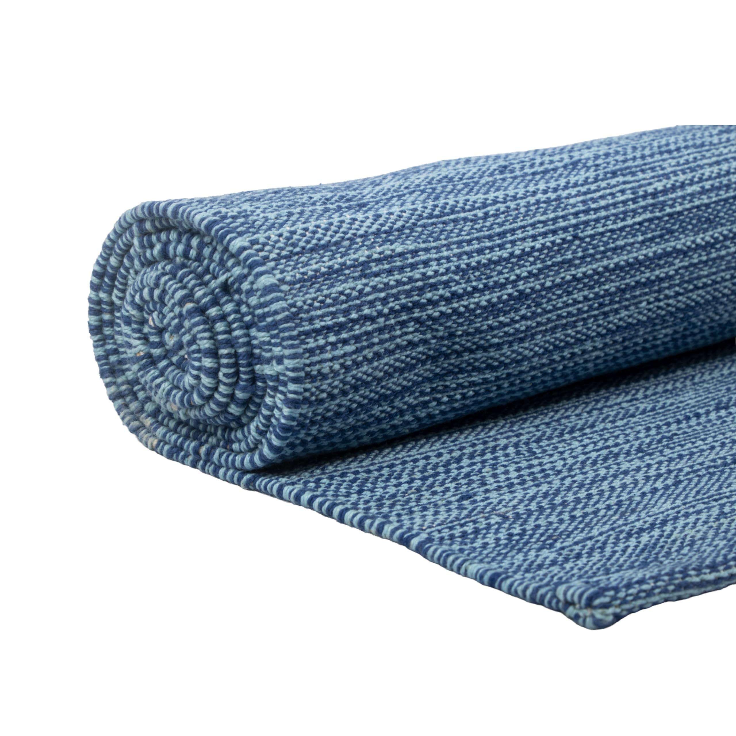 Live Well 360 front view showing blue organic cotton mat and natural finish