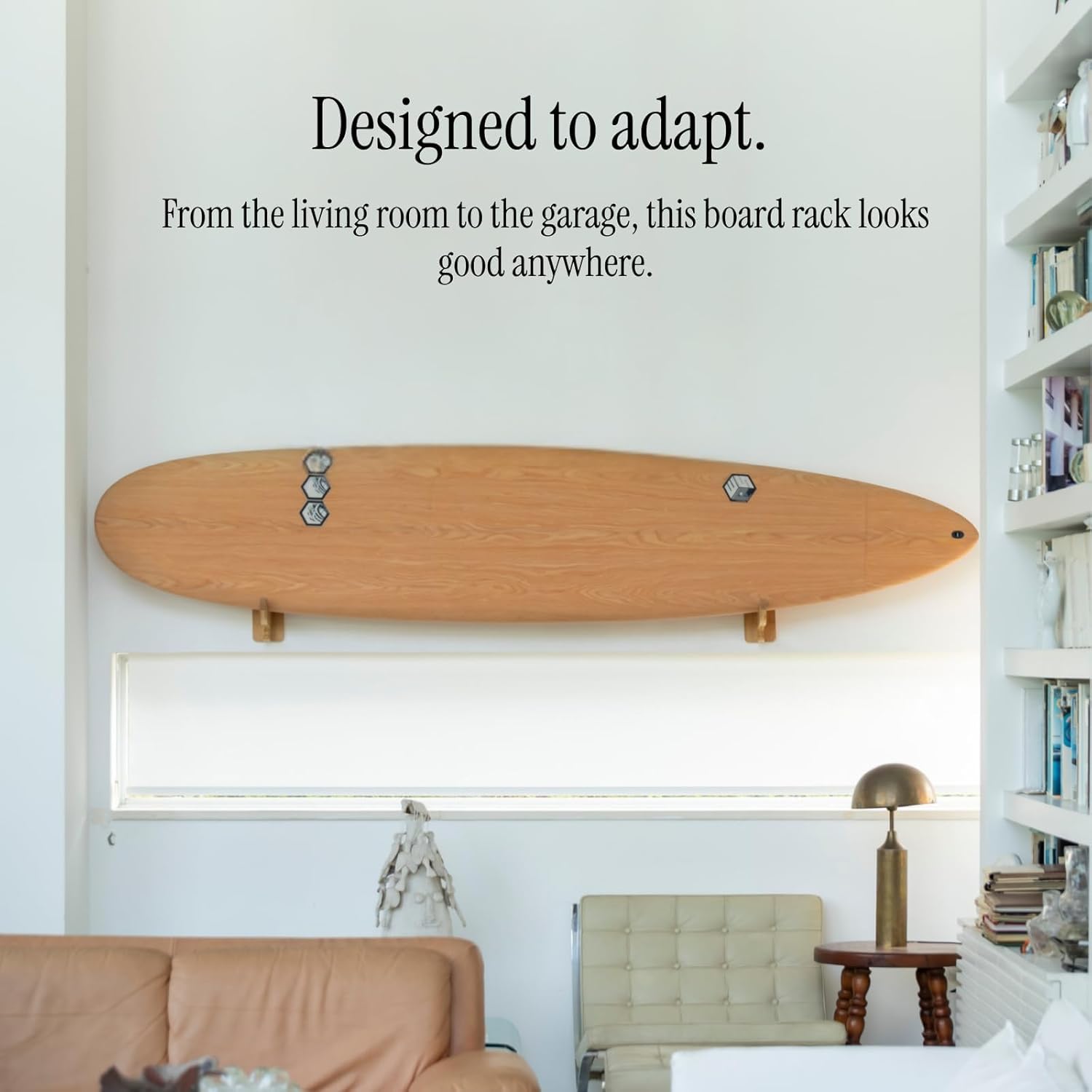Living in Sunshine mounted rack in living room for stylish storage and decor benefit