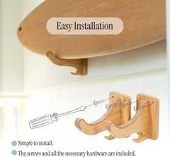 Living in Sunshine rack holding a longboard in use saving floor space and easy access benefit