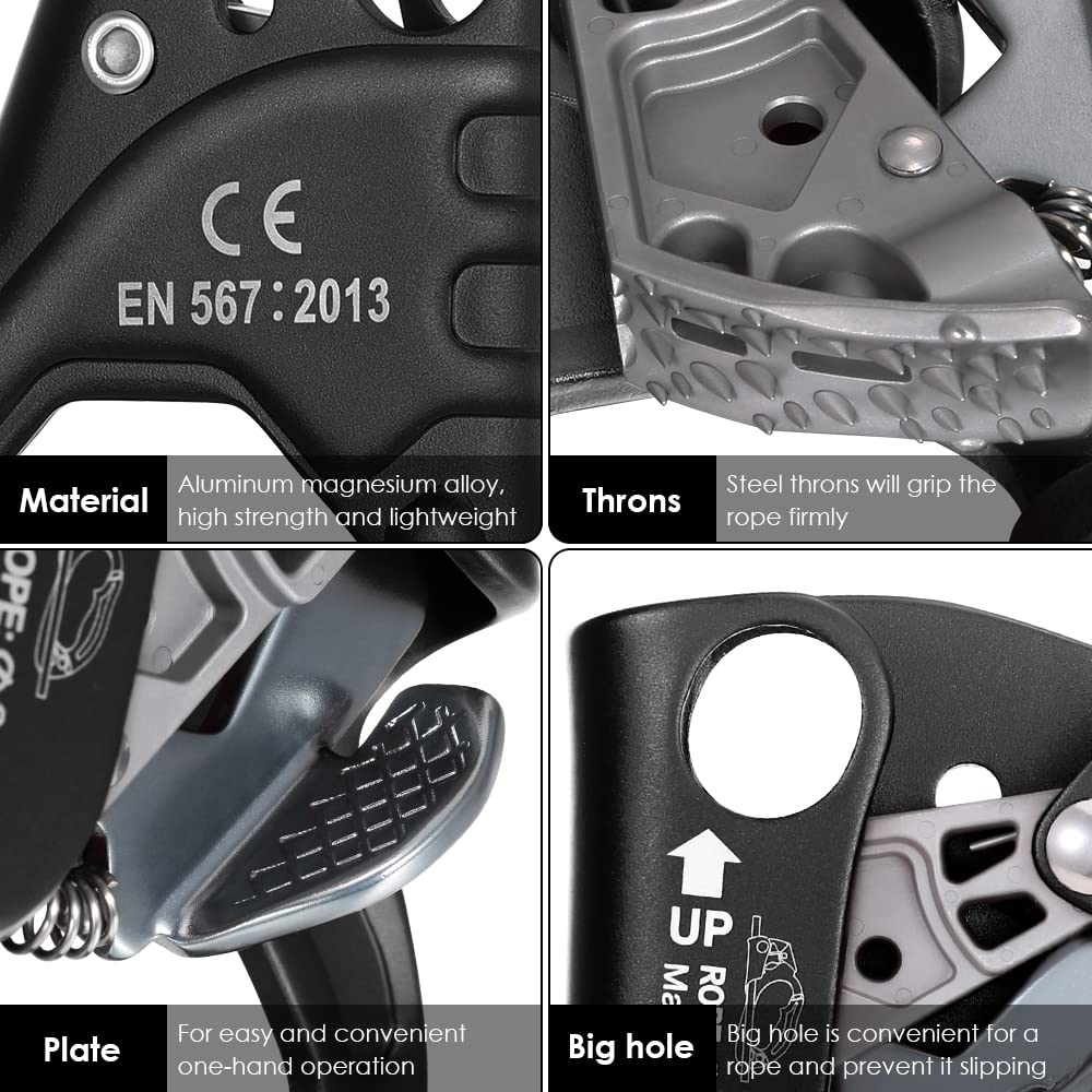 Lixada ascender attachment holes detail allowing easy carabiner and sling connections