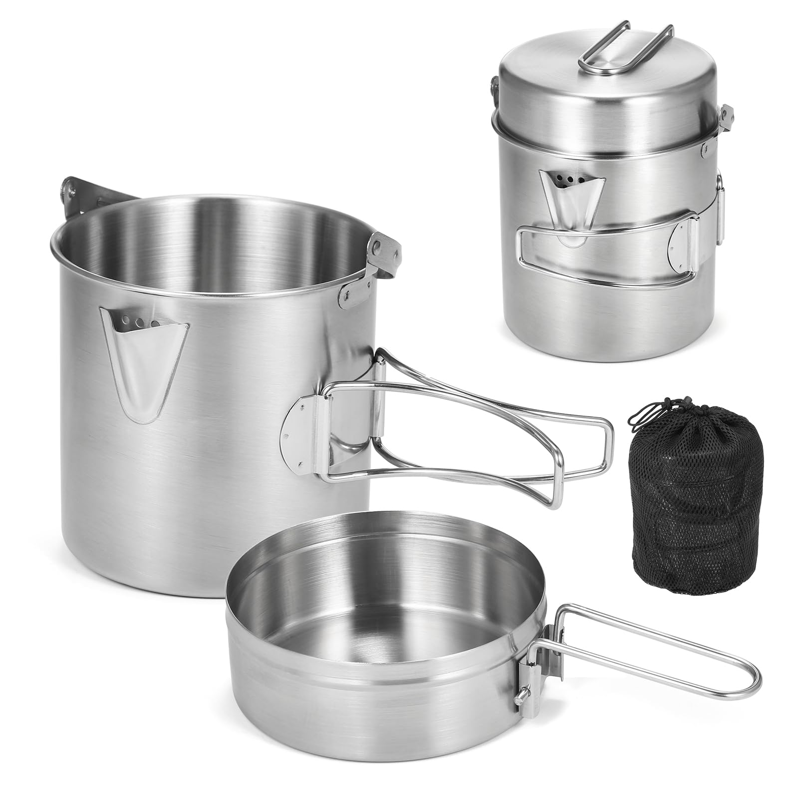 Lixada front view pot with folded handle showing compact storage and portability