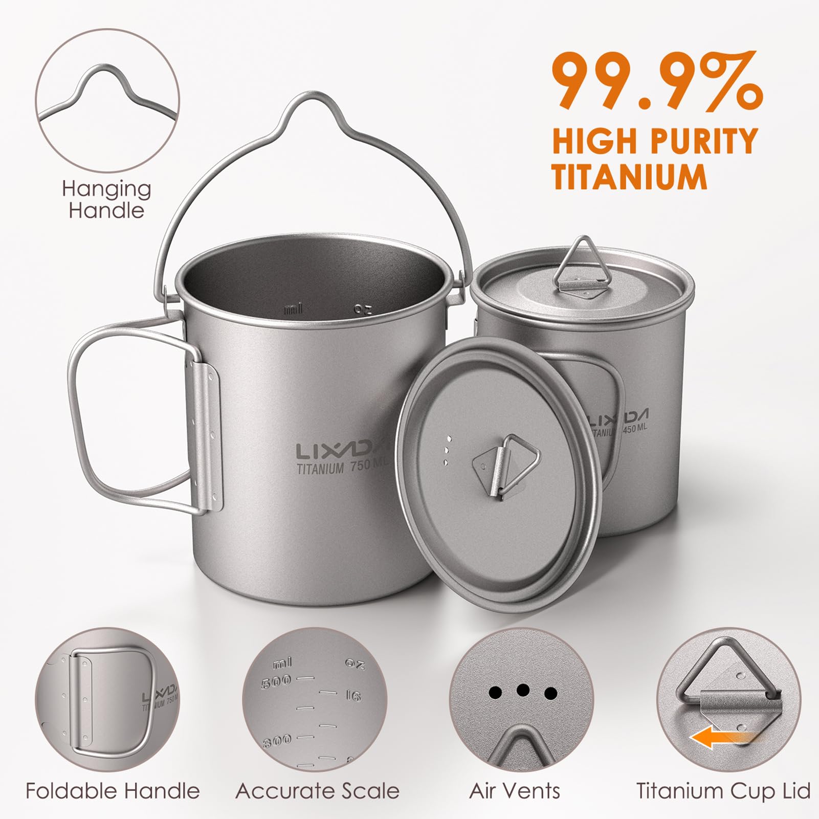 Lixada pot with aligned handle shows easy drinking and pouring outdoors