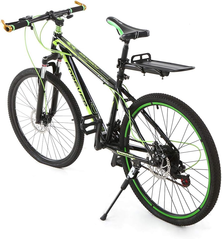 Lixada rack on a mountain bike showing stability over rough terrain and secure hold