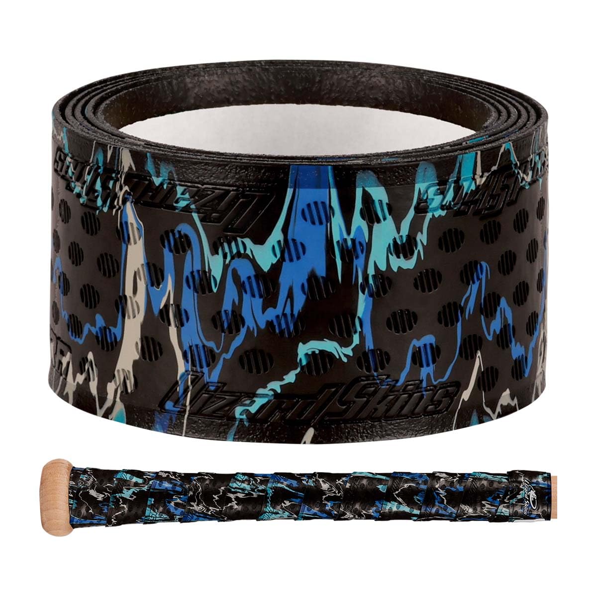 Lizard Skins Kona Camo wrapped on bat in action scene showing secure slip-resistant hold