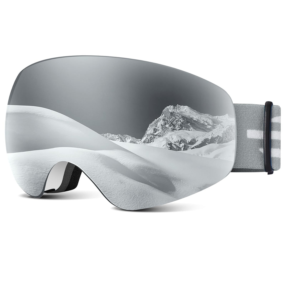 LOEO front view of kids goggles showing full lens and fit benefit clear vision