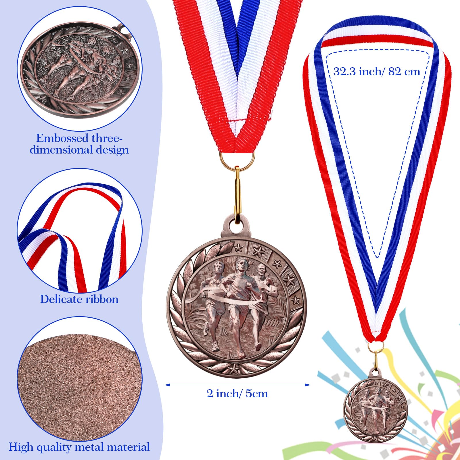 Loetere close-up of medal face detail, clear engraving and high-gloss finish