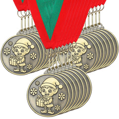 Loetere front view gold elf medal showing festive design and immediate gift appeal