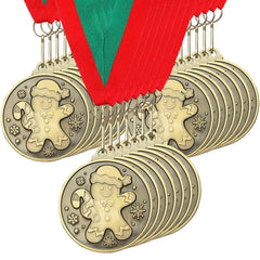 Loetere front view gold medal showing gingerbread cookie motif and festive appeal