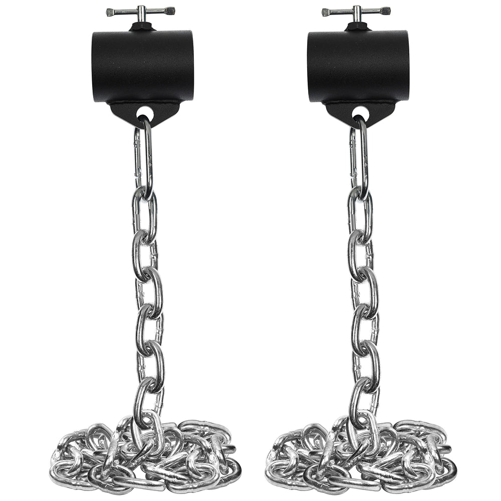 Logest front view of chain pair and collar showing durable construction and quick setup benefit