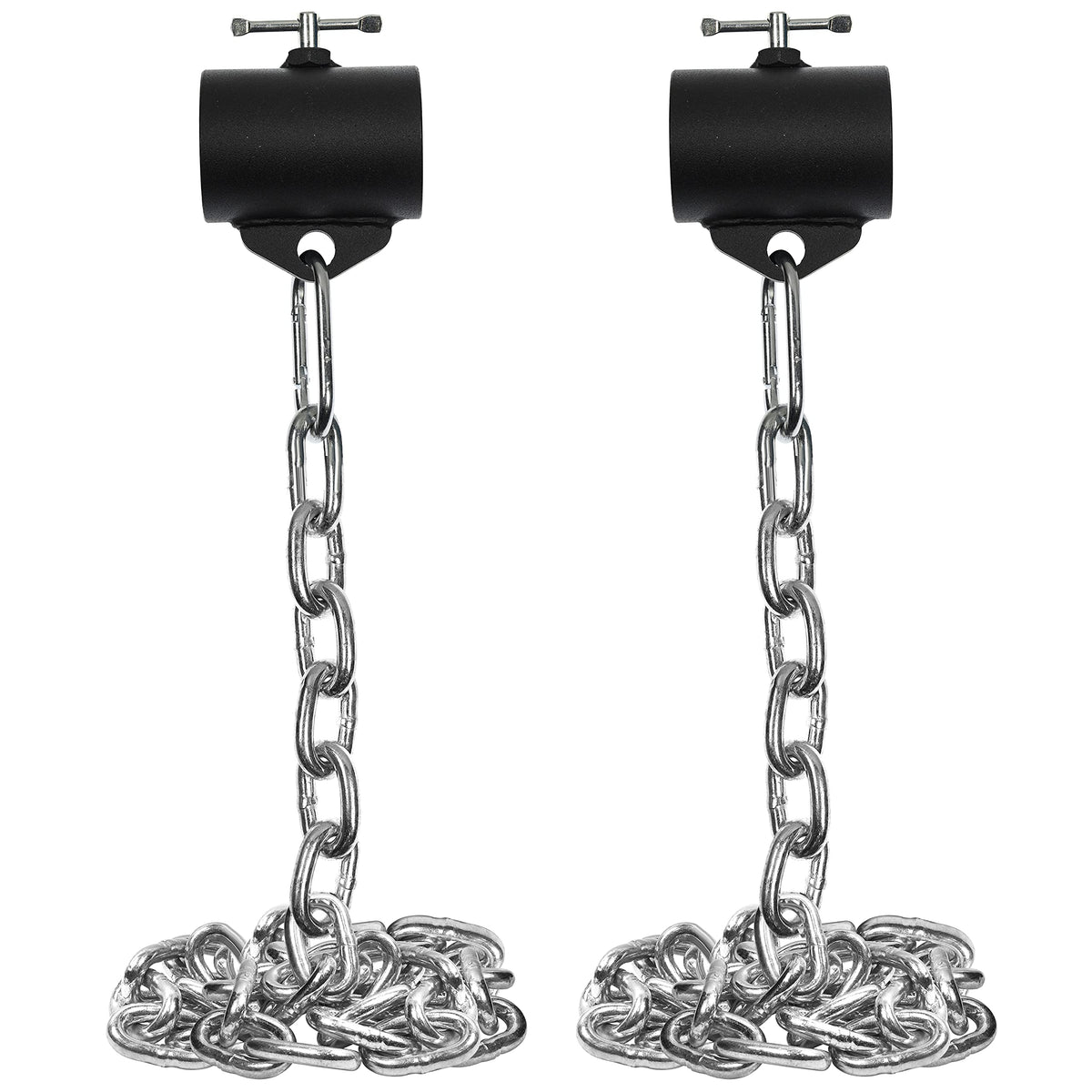 Logest front view of chain pair and collar showing durable construction and quick setup benefit