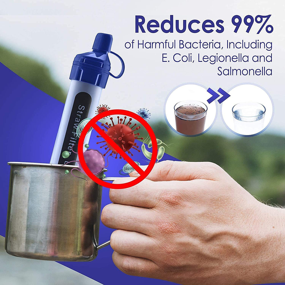Logest straw in use drawing water from a stream showing fast portable hydration benefit