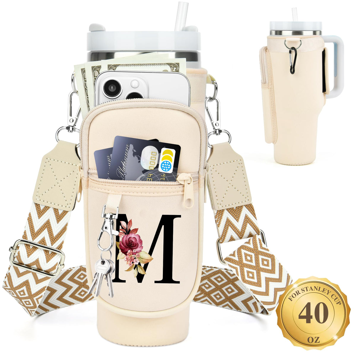 LOKASS front view holding Stanley 40 oz for personalized protection