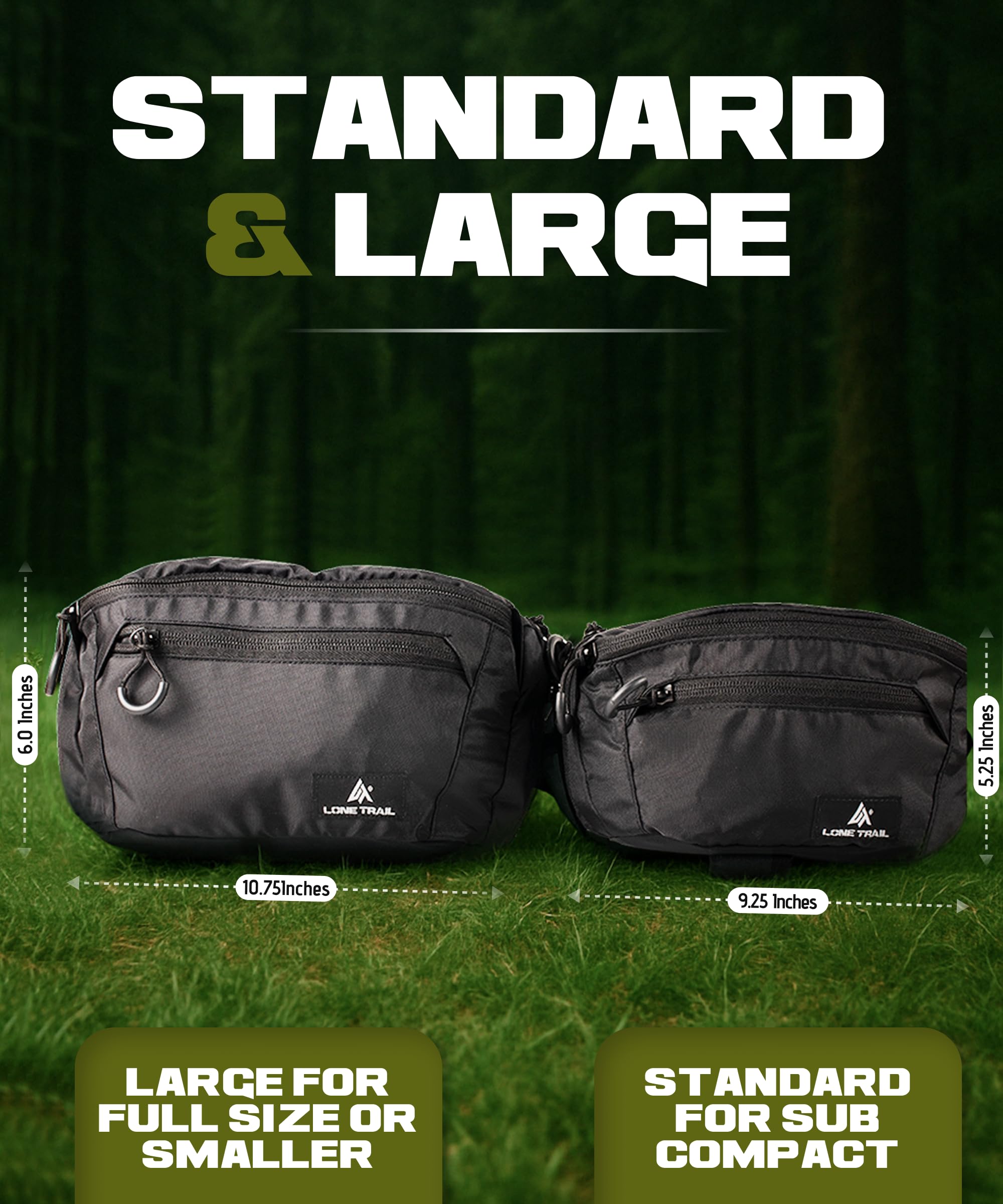Lone Trail rear concealed pocket visible with secure zipper and discreetness benefit