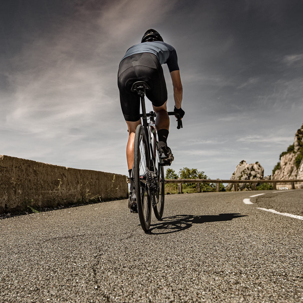 LOOK KEO Grip on a cyclist walking off-bike showing improved traction and confidence