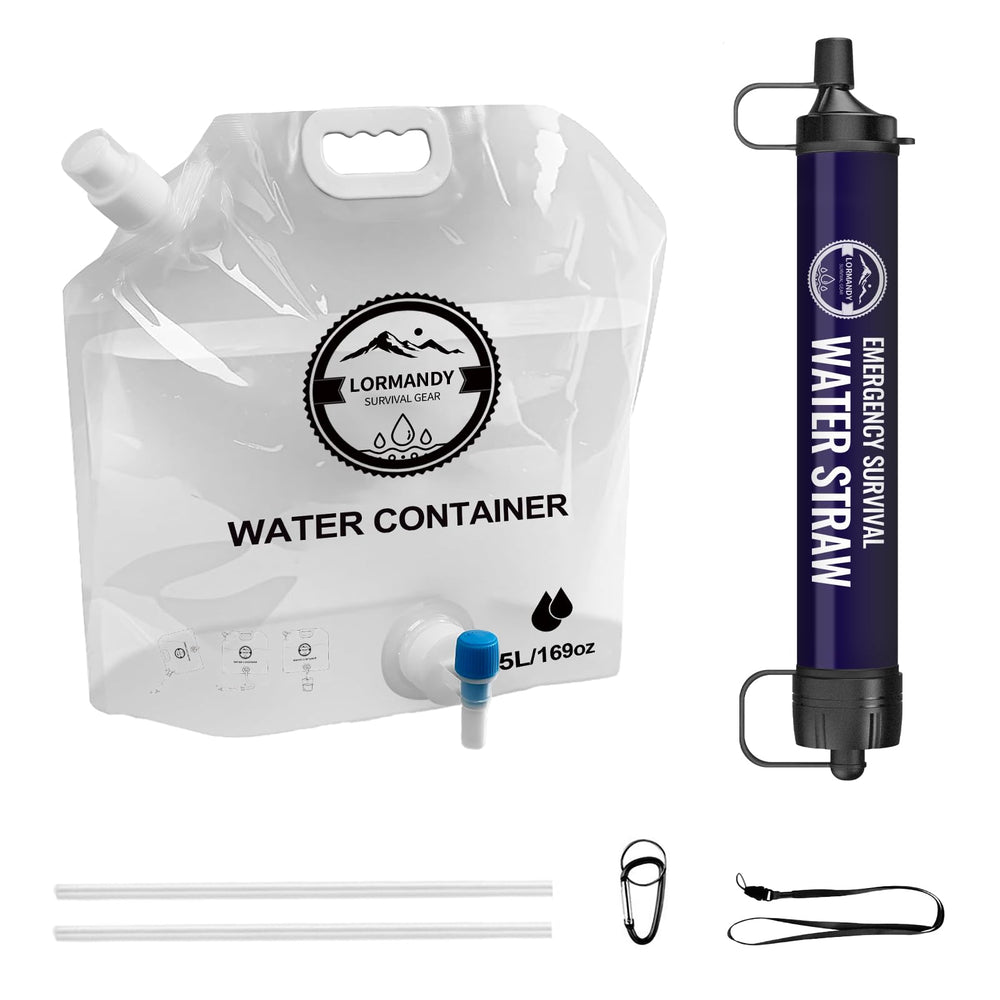 Lormandy front view of filter straw showing compact design and portability