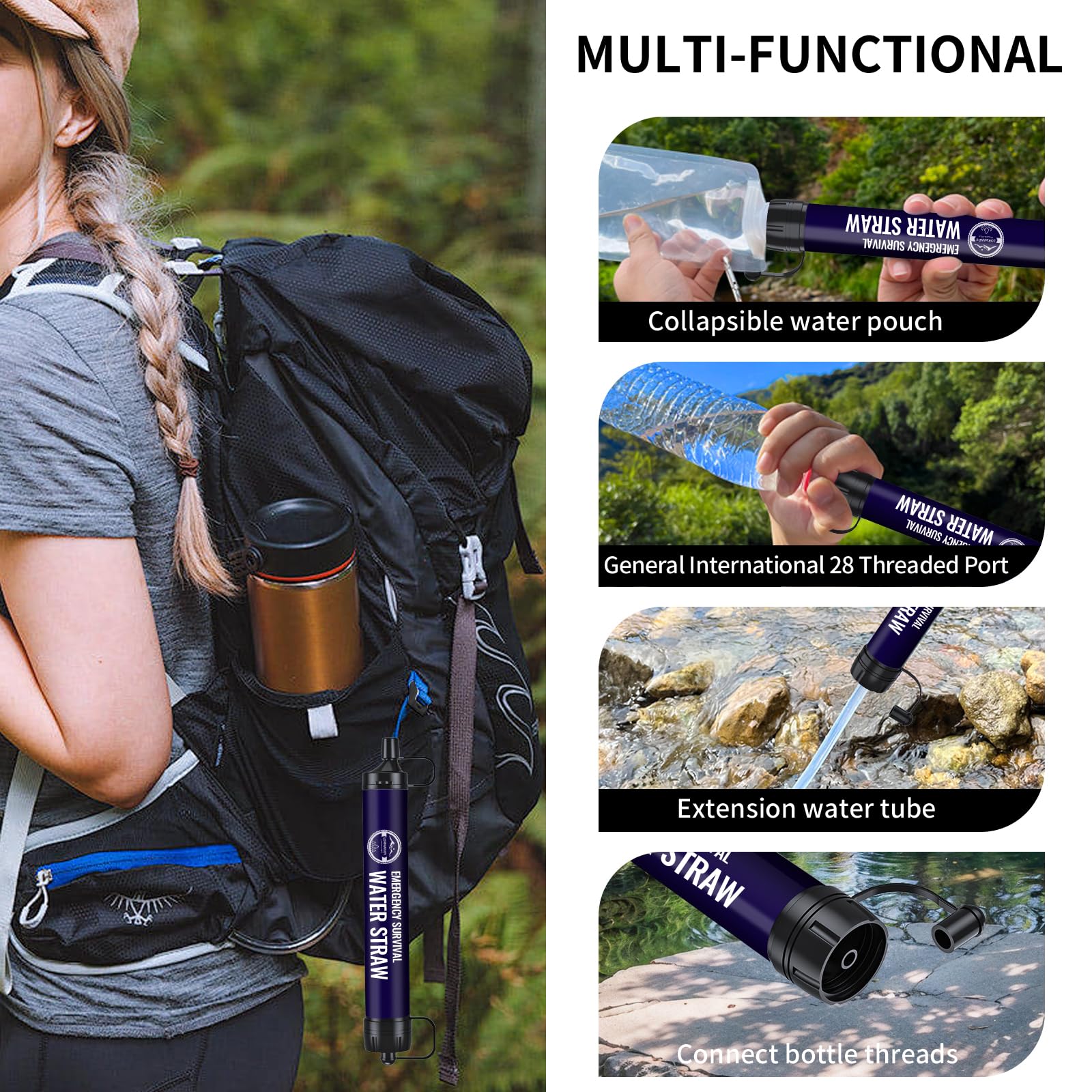 Lormandy filter straw inserted into a reusable bottle for on-the-go drinking