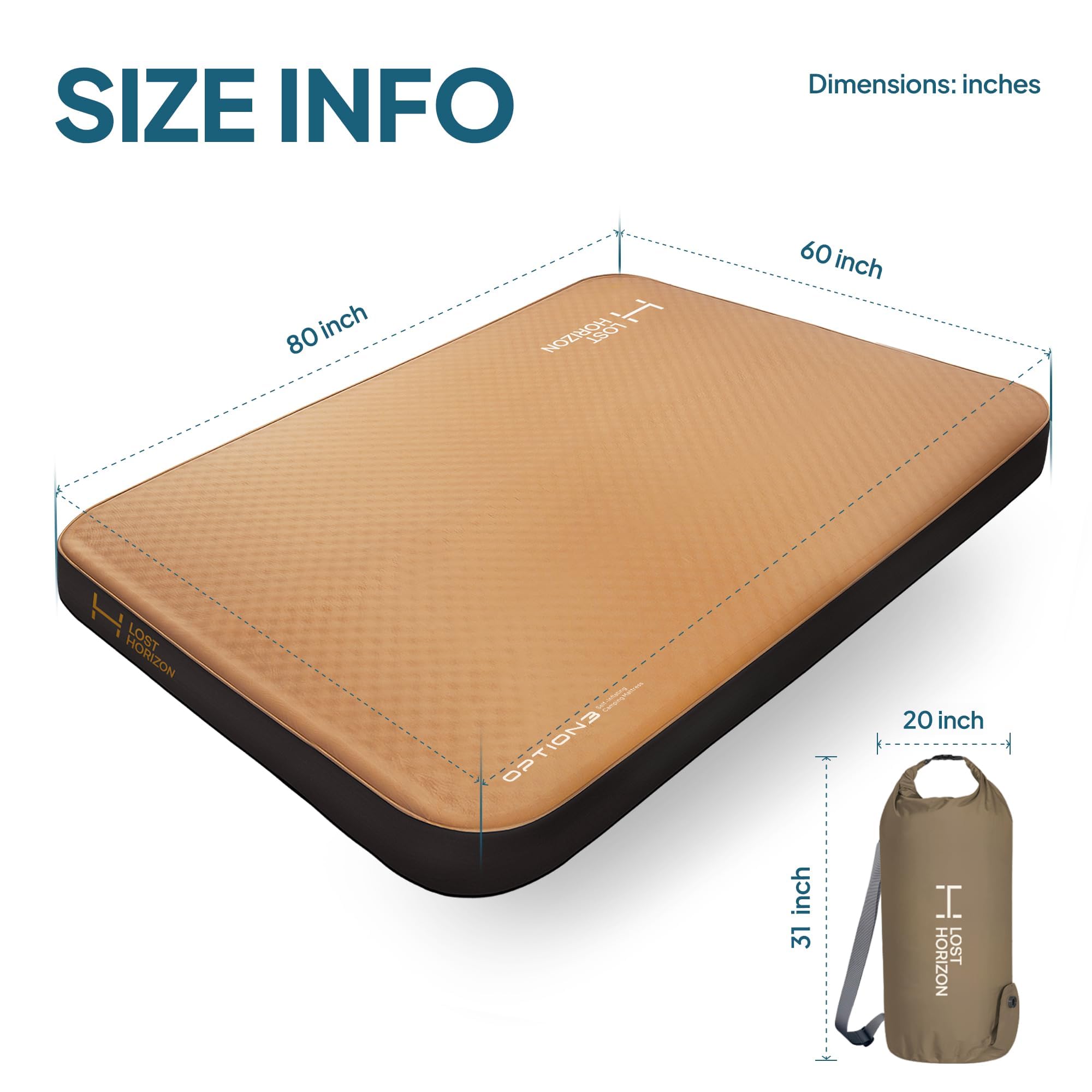Lost Horizon Option3 on campsite cot and ground showing four-season warmth and cozy sleep