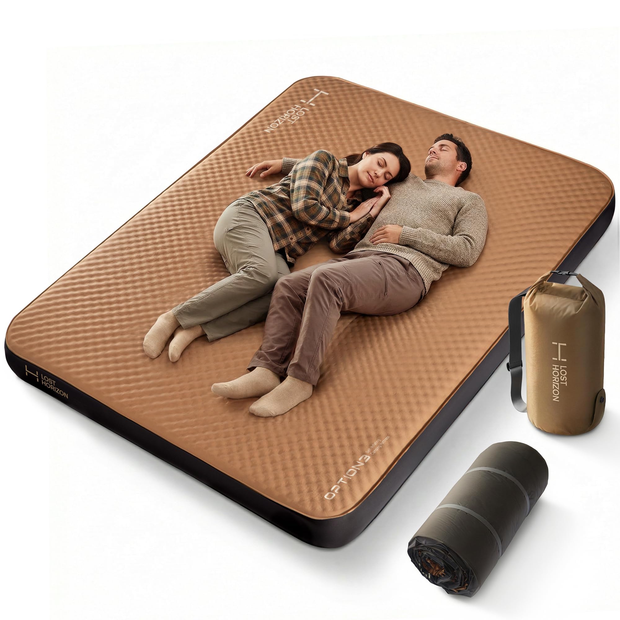 Lost Horizon Option3 front view showing full queen mattress and durable cover for reliable comfort