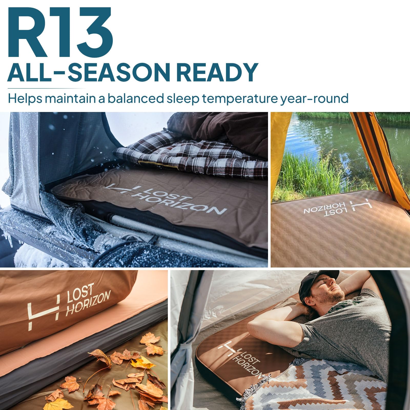 Lost Horizon Option3 set up inside a tent demonstrating warm, spacious sleep surface for campers