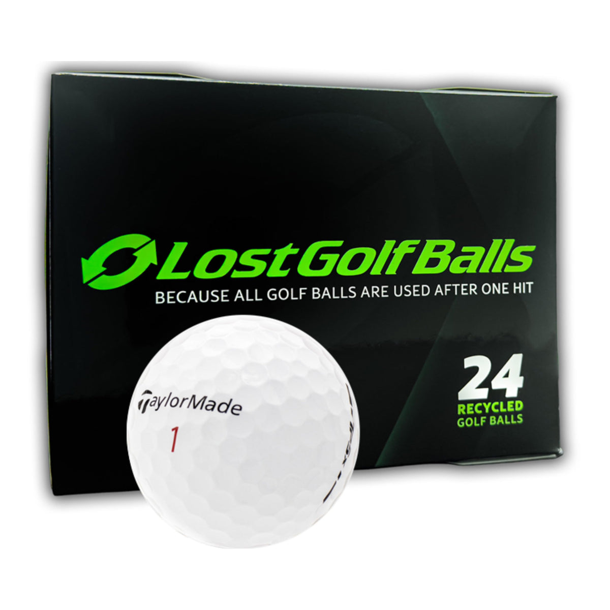 LostGolfBalls TP5x front packaging showing 24-pack and brand benefit of savings