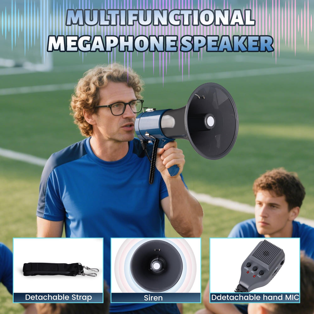 Loudmore megaphone in use on a sports field improving crowd communication