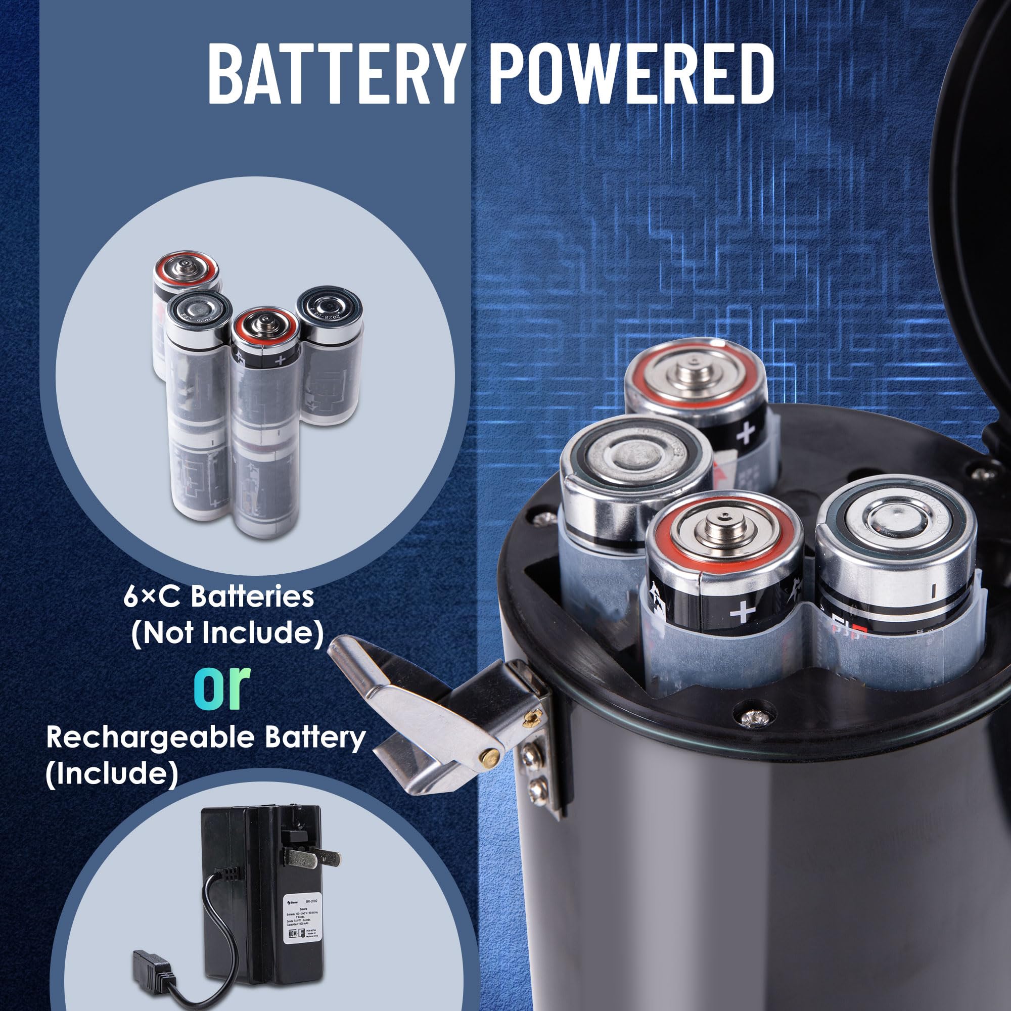Loudmore rechargeable battery pack displayed to show long runtime