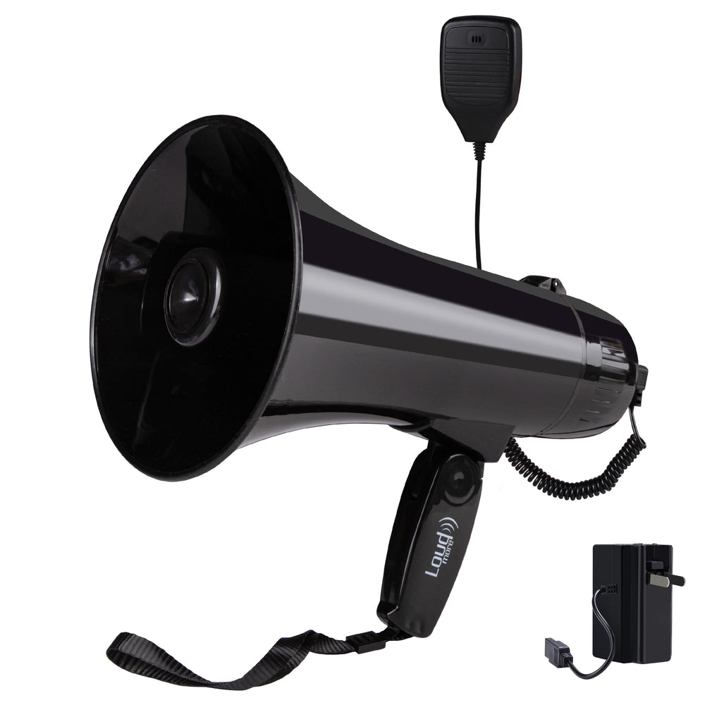 Loudmore megaphone front view showing horn and clear projection benefit