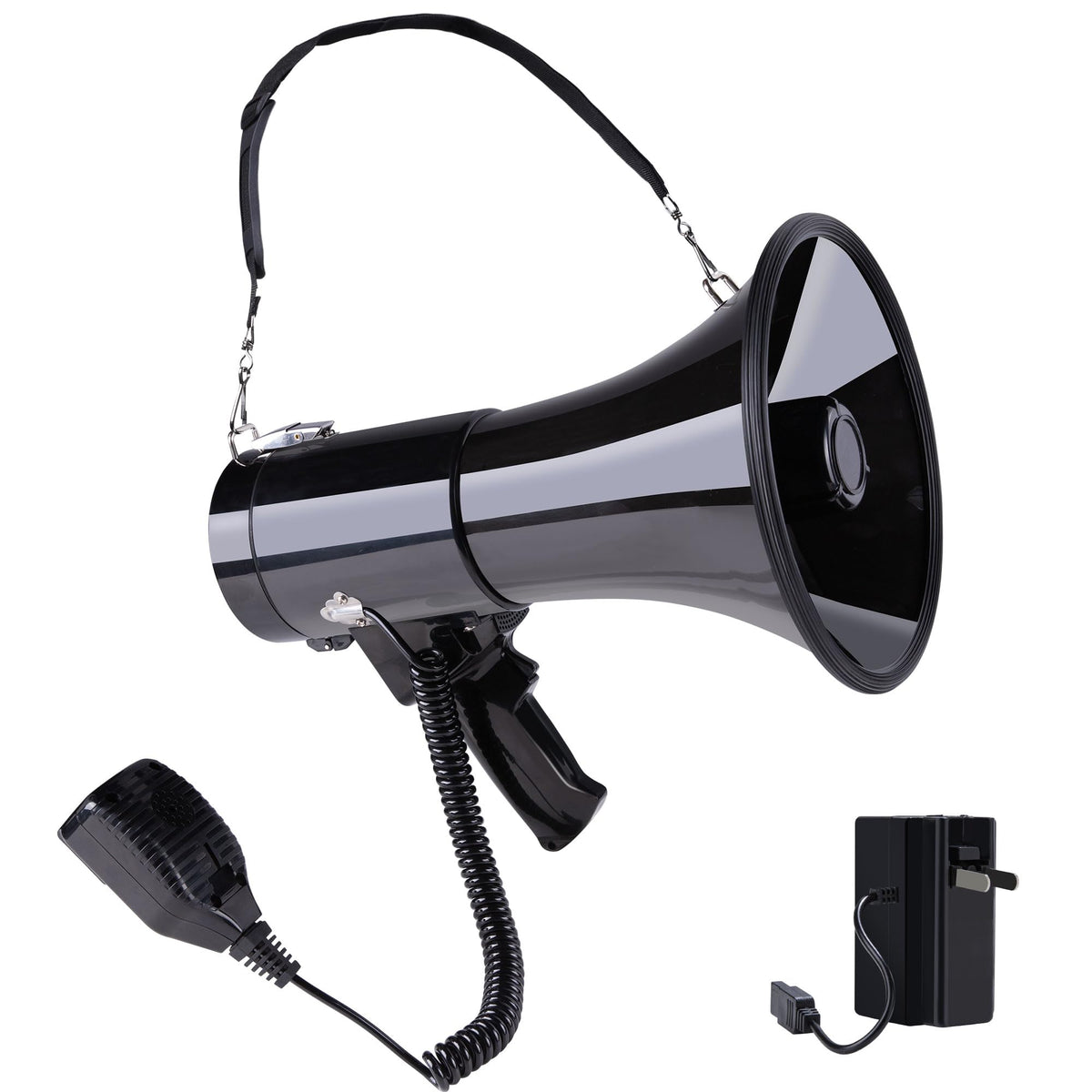 Loudmore megaphone front view showing horn and grille for clear projection