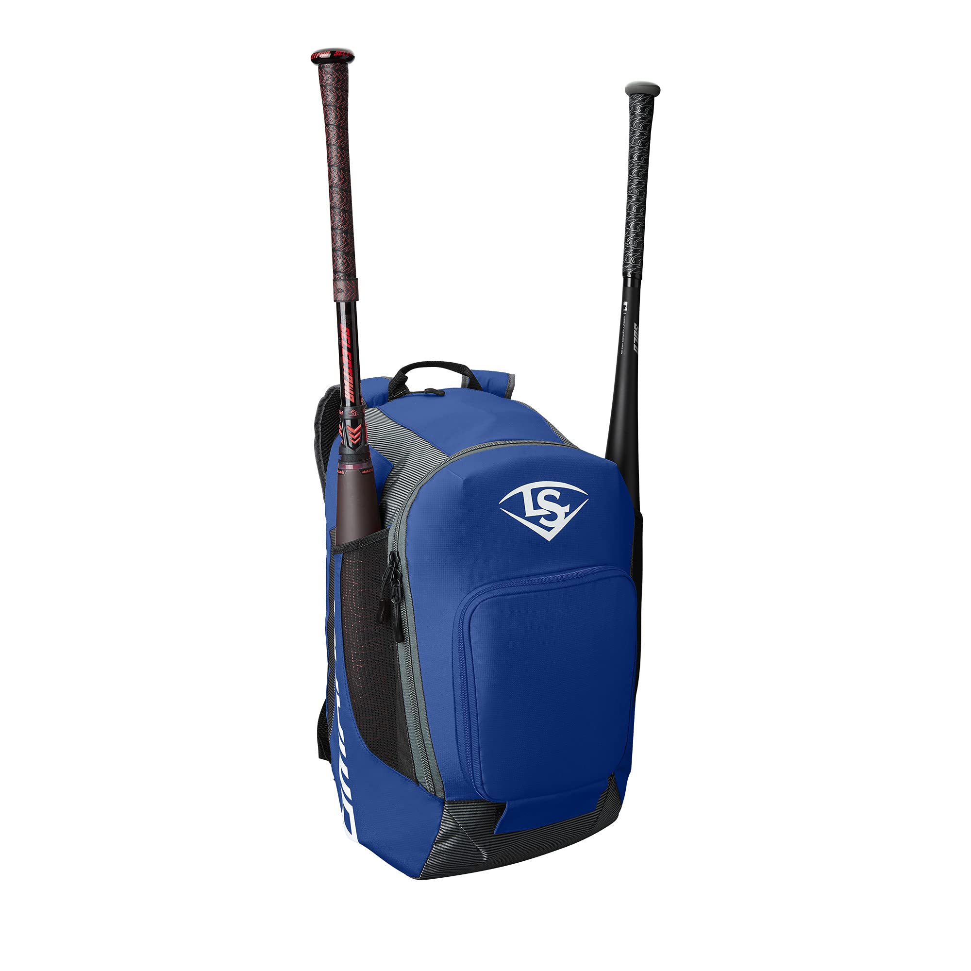 Louisville Slugger front view showing compact royal bag and organized look