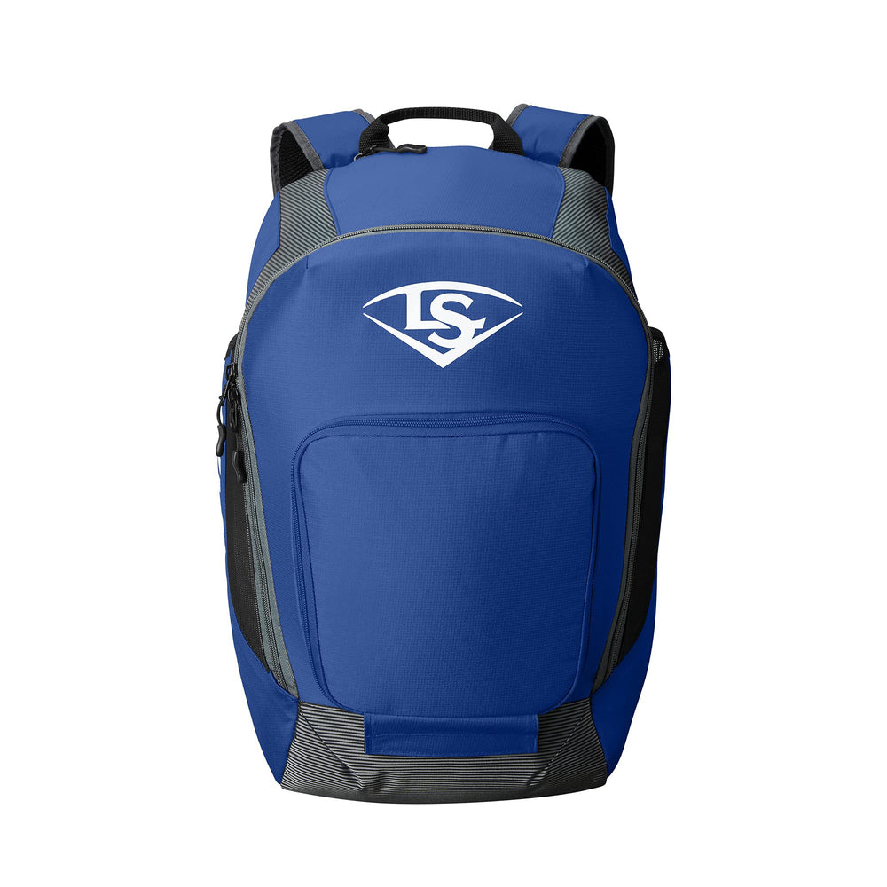 Louisville Slugger bag shown with helmet and glove to display size and capacity