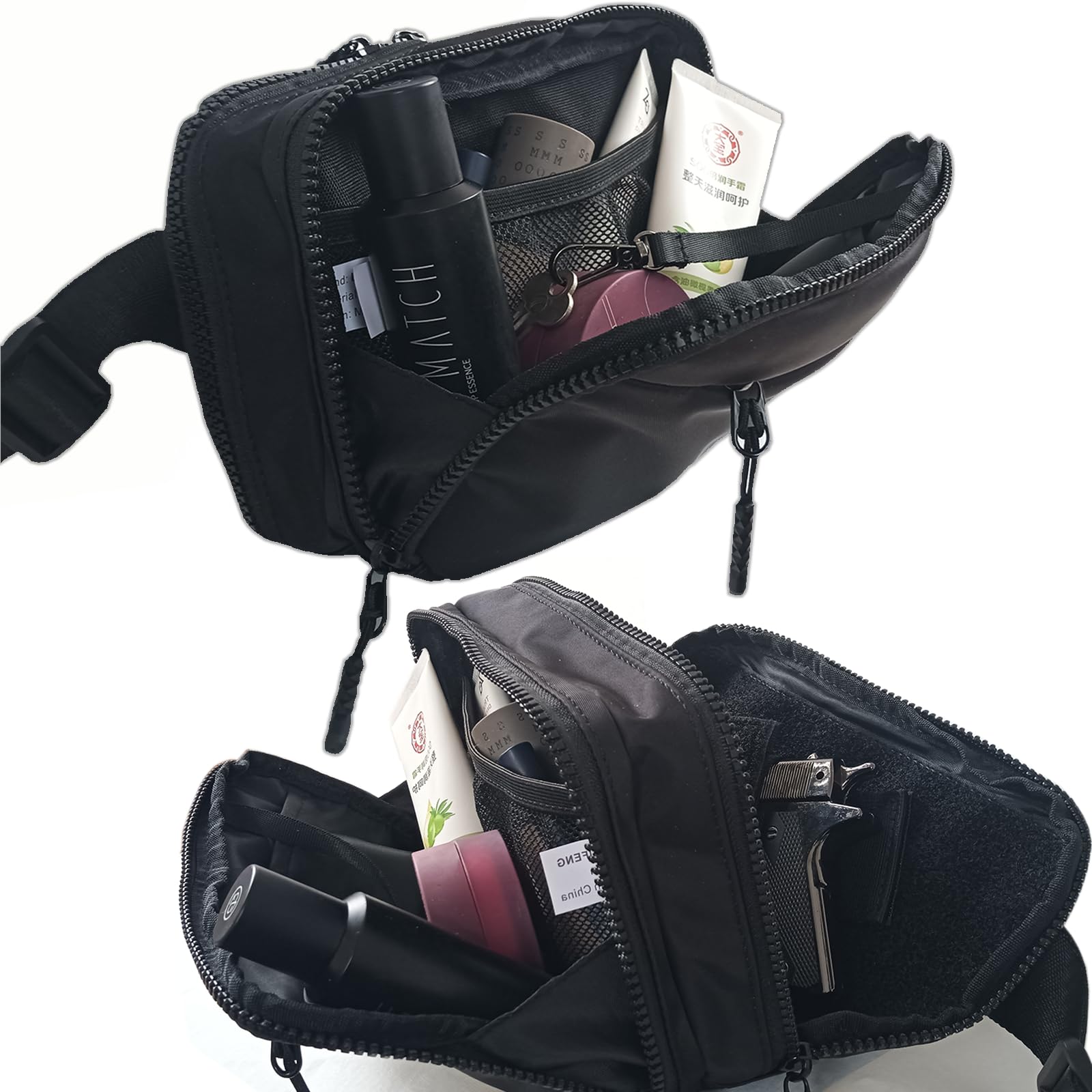LOUXIFENG close-up of the detachable Velcro holster showing adjustable-angle mounting benefit