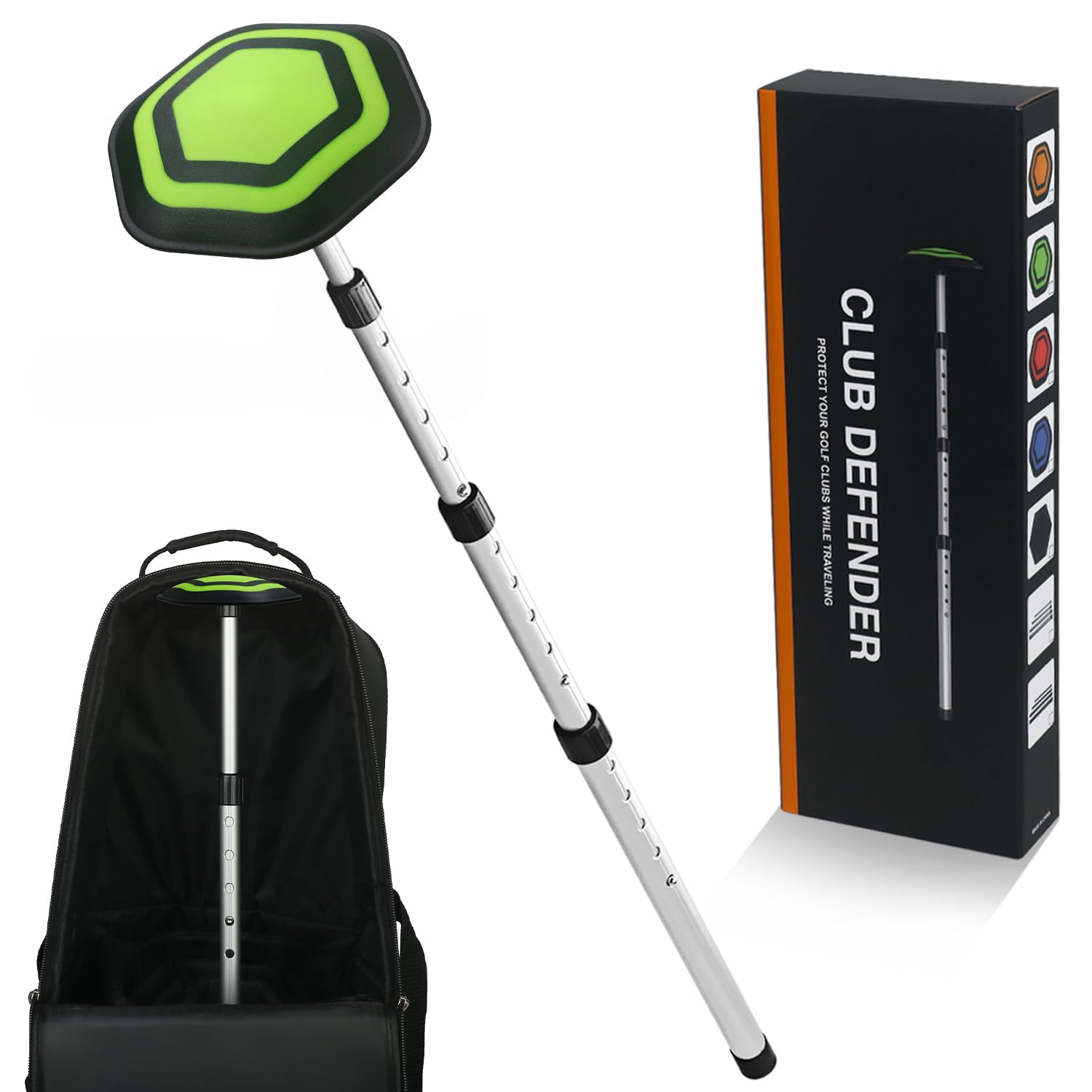 LOVACE front view of support pole showing full length and fluorescent green benefit visibility