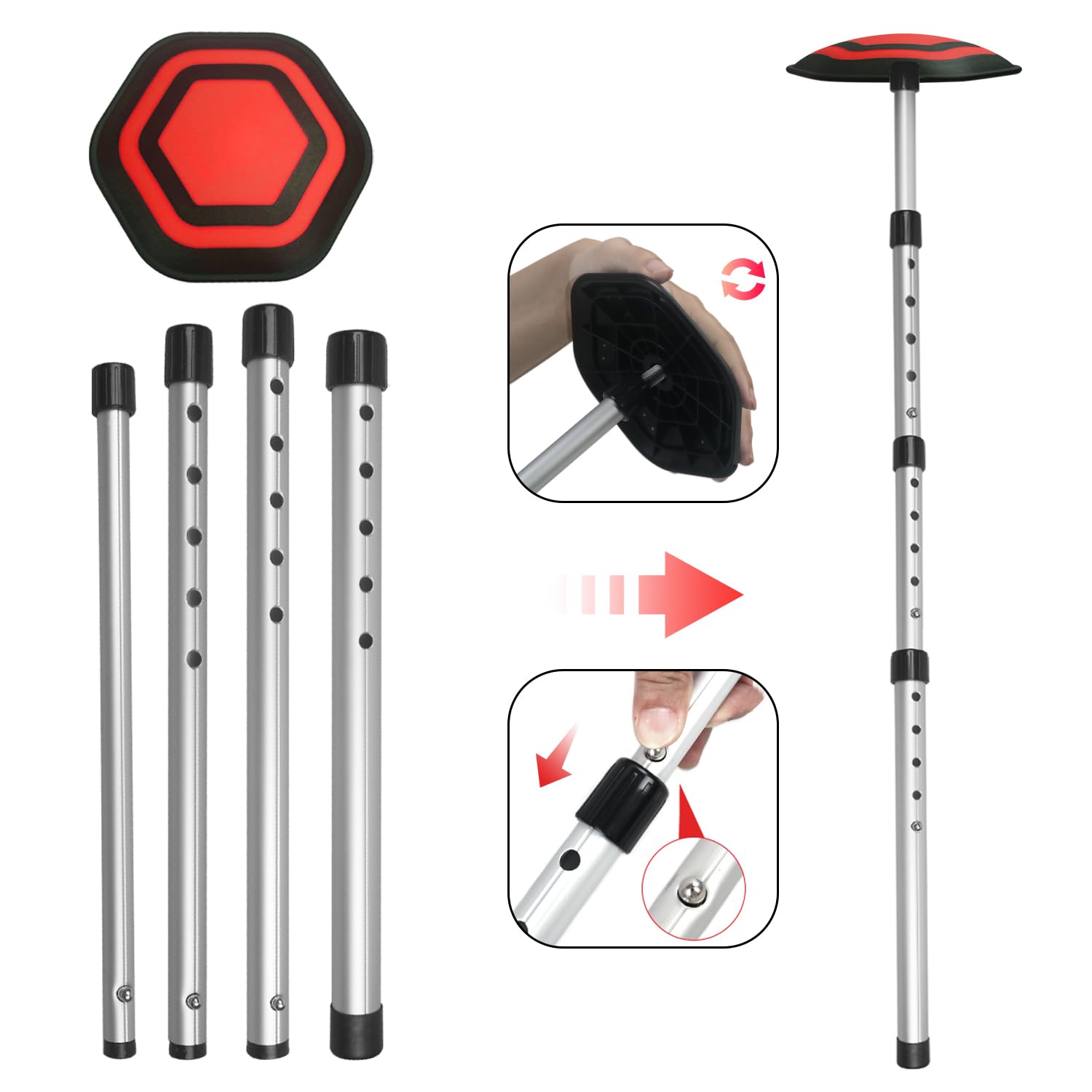LOVACE fully extended telescopic pole demonstrating reach and rigid support