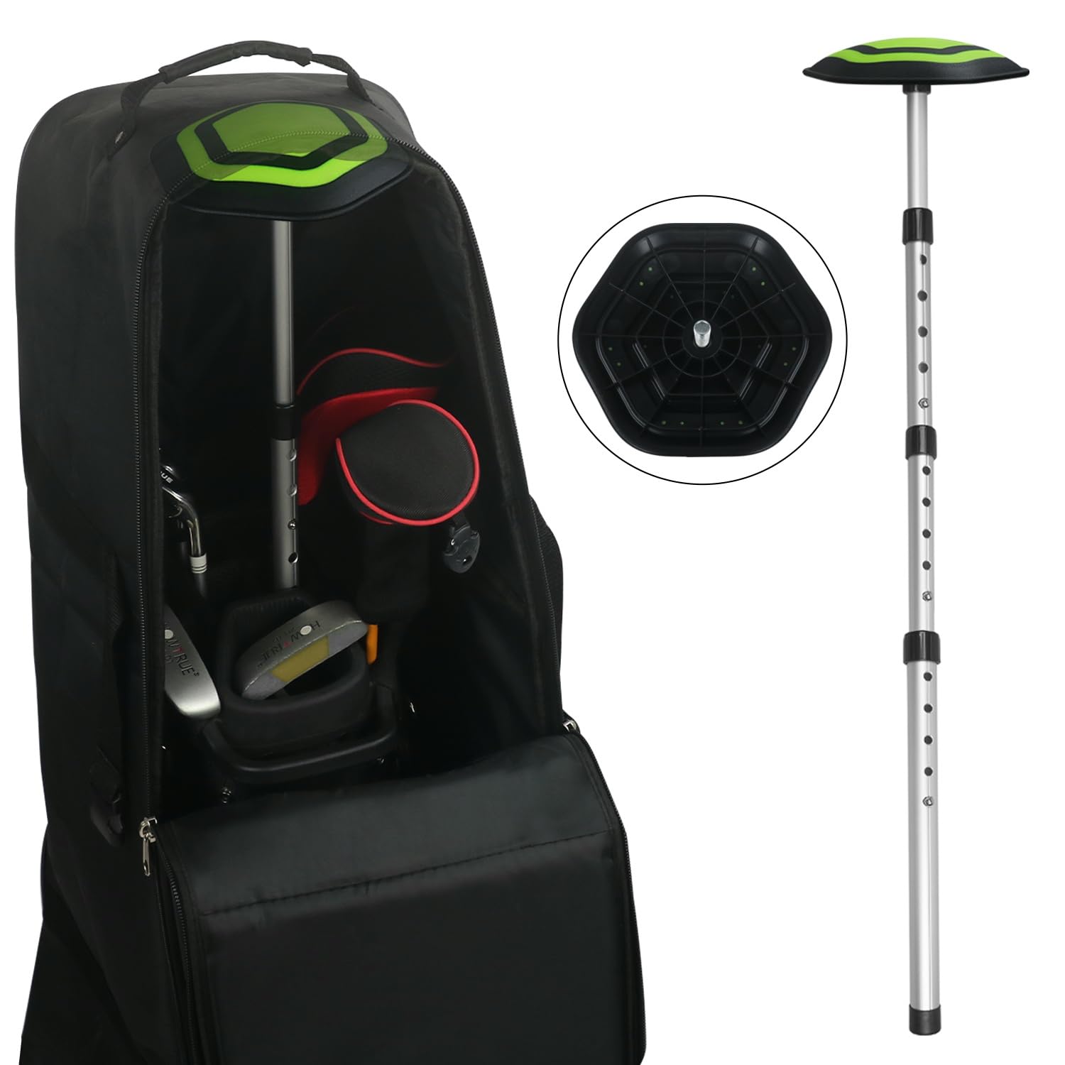 LOVACE lifestyle travel scene with pole and travel bag showing convenient transport benefit
