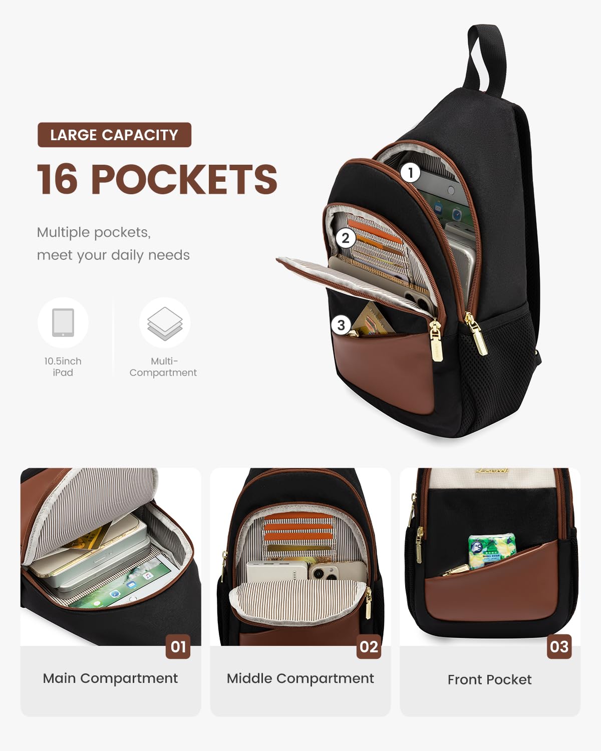LOVEVOOK back zip pocket highlighted for secure easy-access storage