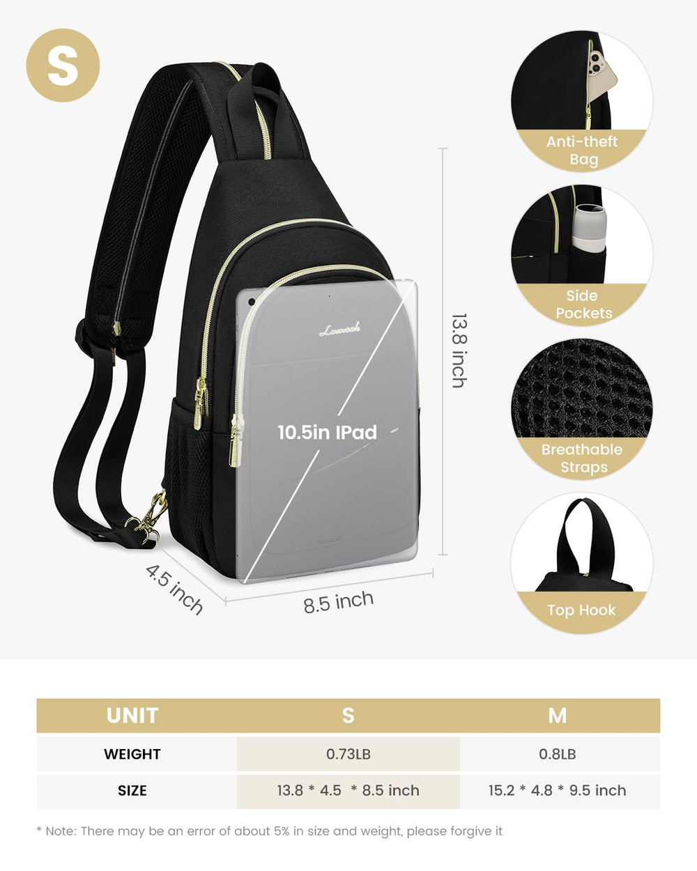 LOVEVOOK close-up of water-resistant fabric and sturdy zipper for long-lasting use