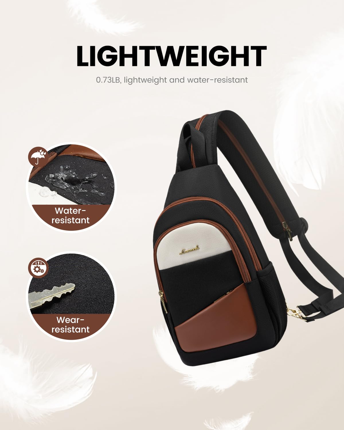 LOVEVOOK strap hardware detail showing convertible strap and adjustability