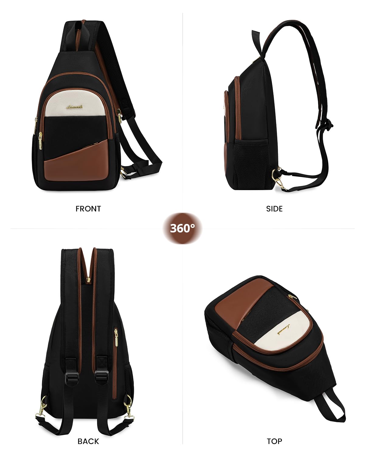 LOVEVOOK worn crossbody in urban scene demonstrating hands-free convenience
