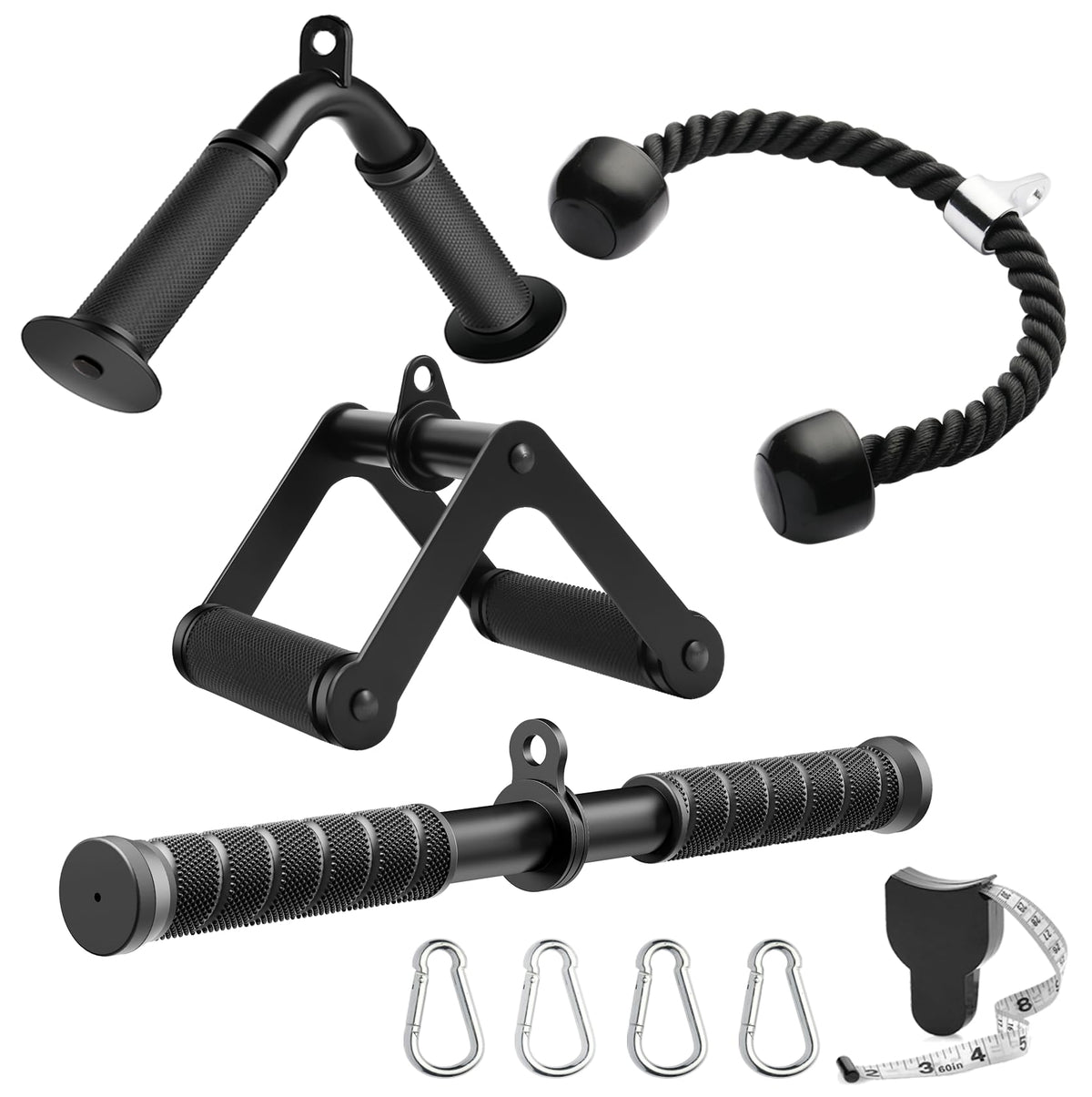 Lovind front view of full four-piece attachment set showing durable construction and versatility
