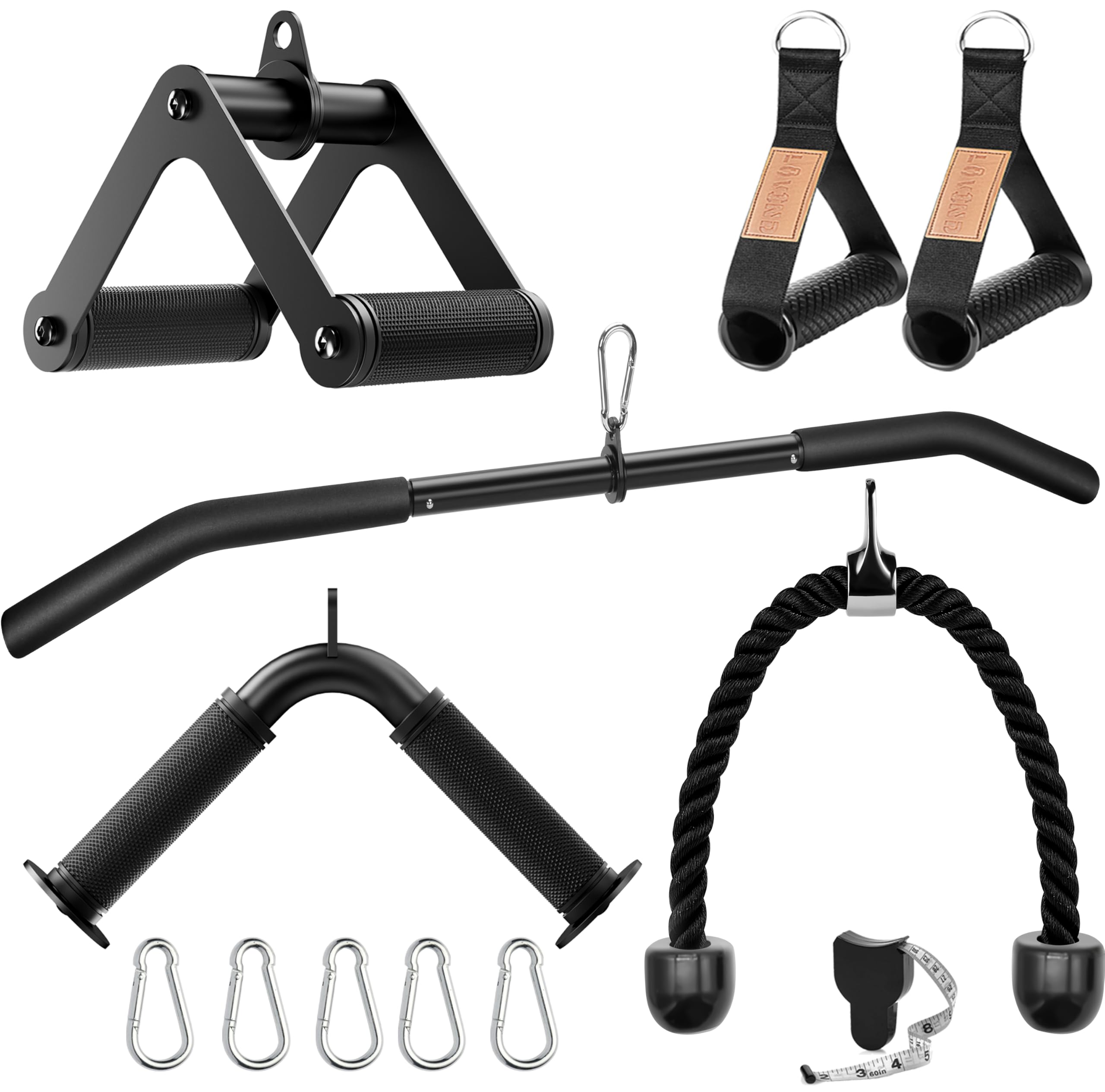 Lovind lat pulldown bar front view showing wide grip benefit