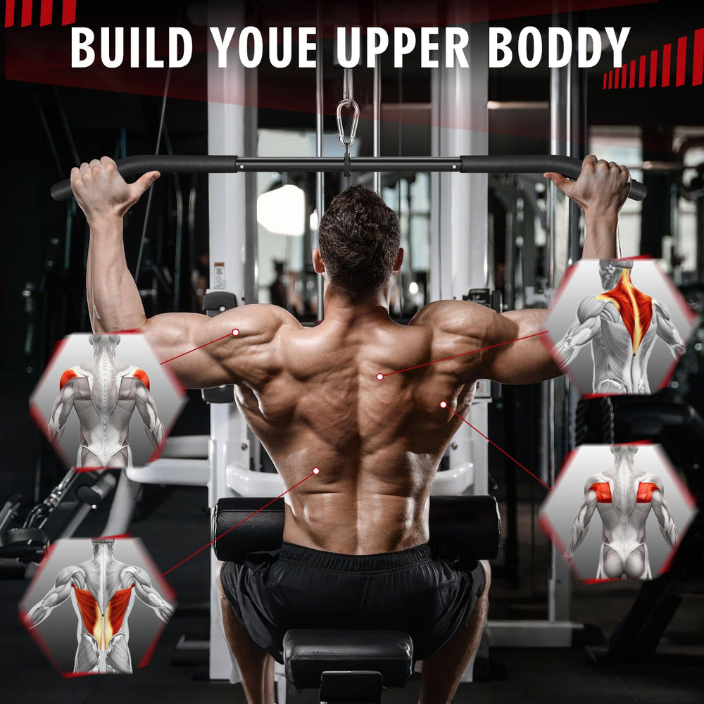 Lovind in a gym setting being used for lat pulldowns to enhance upper-body training