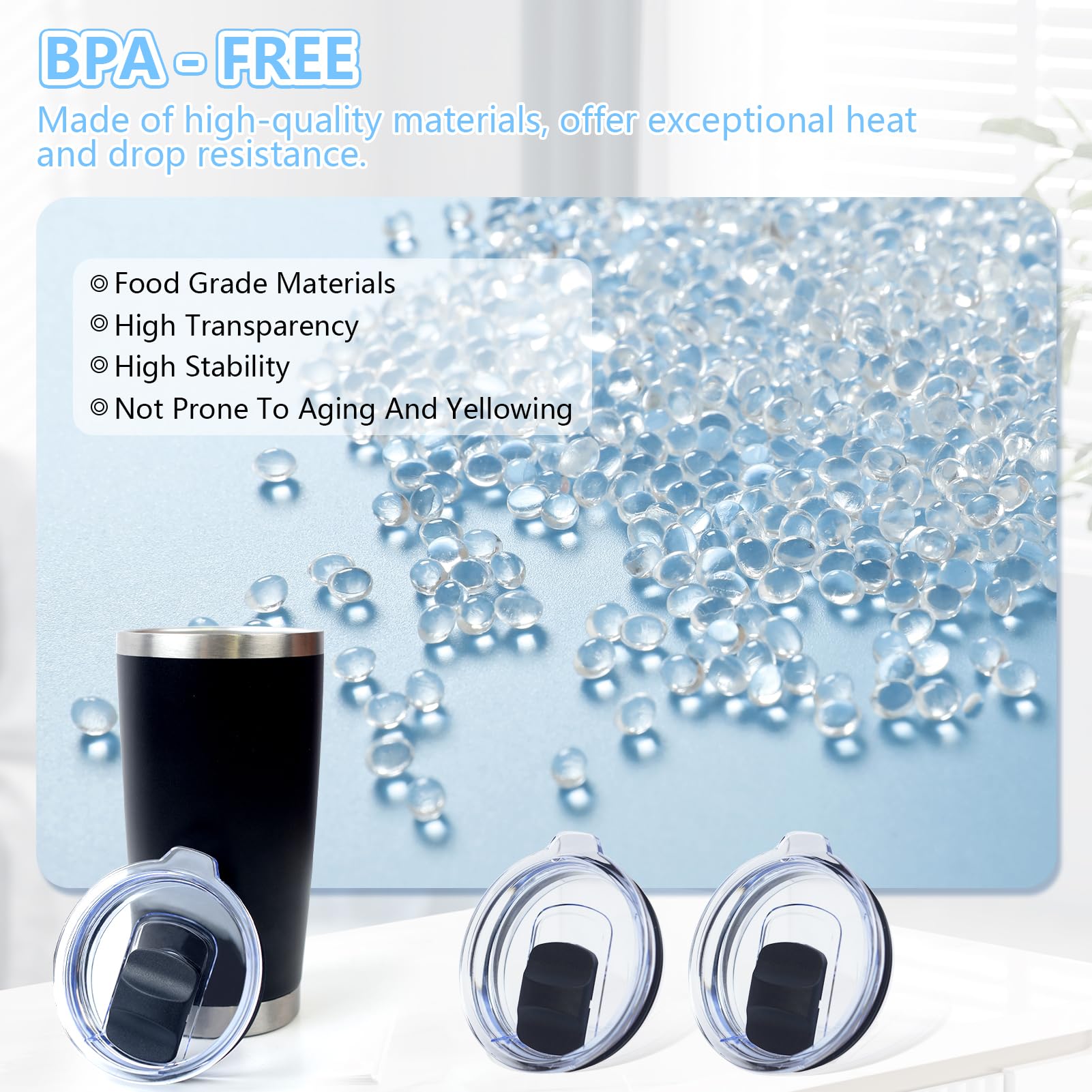 Lubise clear lid material showing visibility to check drink level benefit