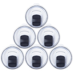 Lubise front view of 6-pack lids showing clear BPA-free lids and fit