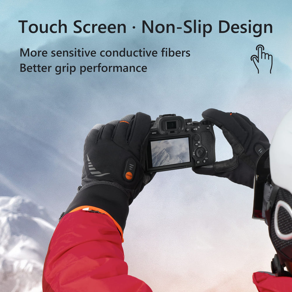 Luckcolor 2500mAh battery and charger beside gloves for extended warmth benefit
