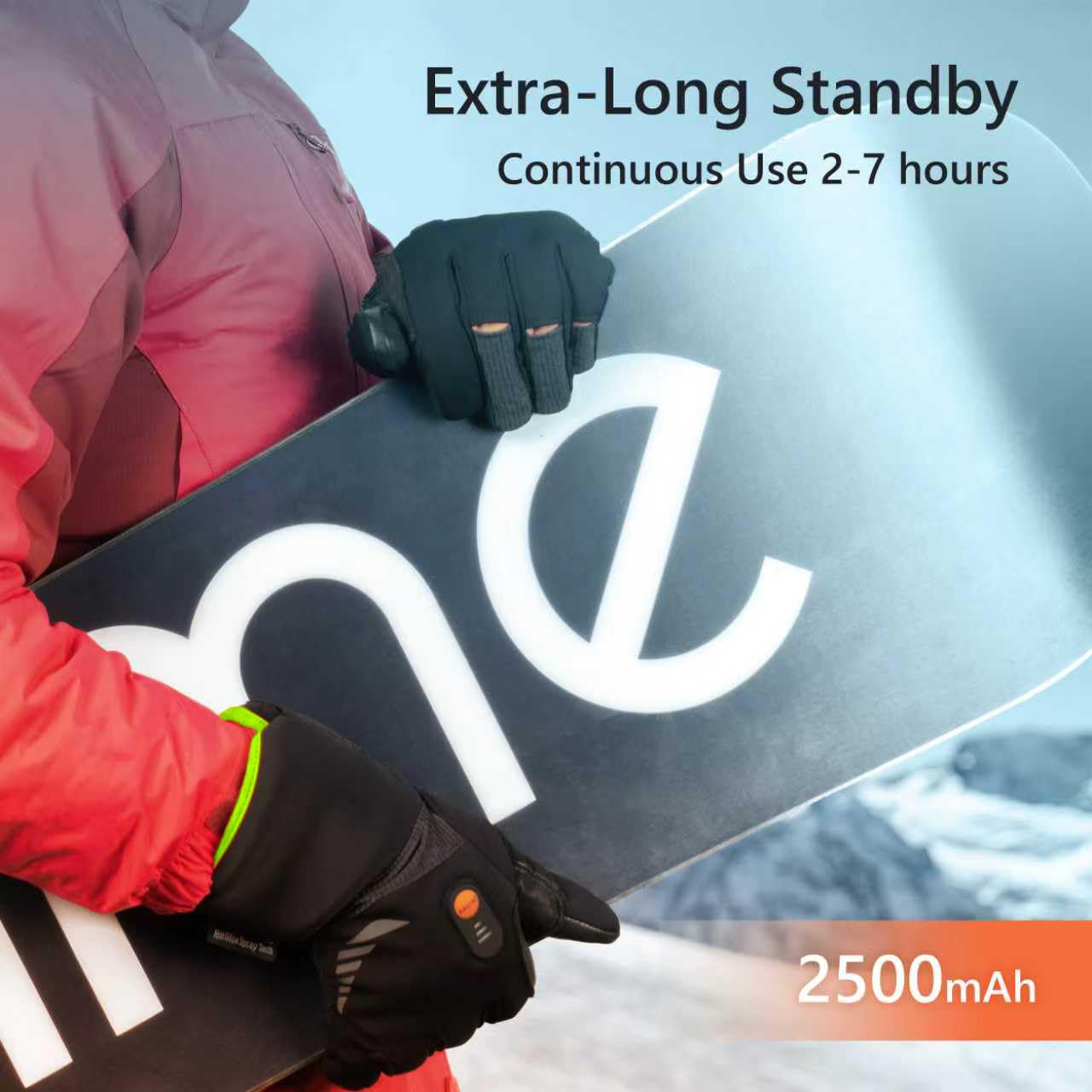 Luckcolor gloves worn while skiing demonstrating outdoor warmth and grip