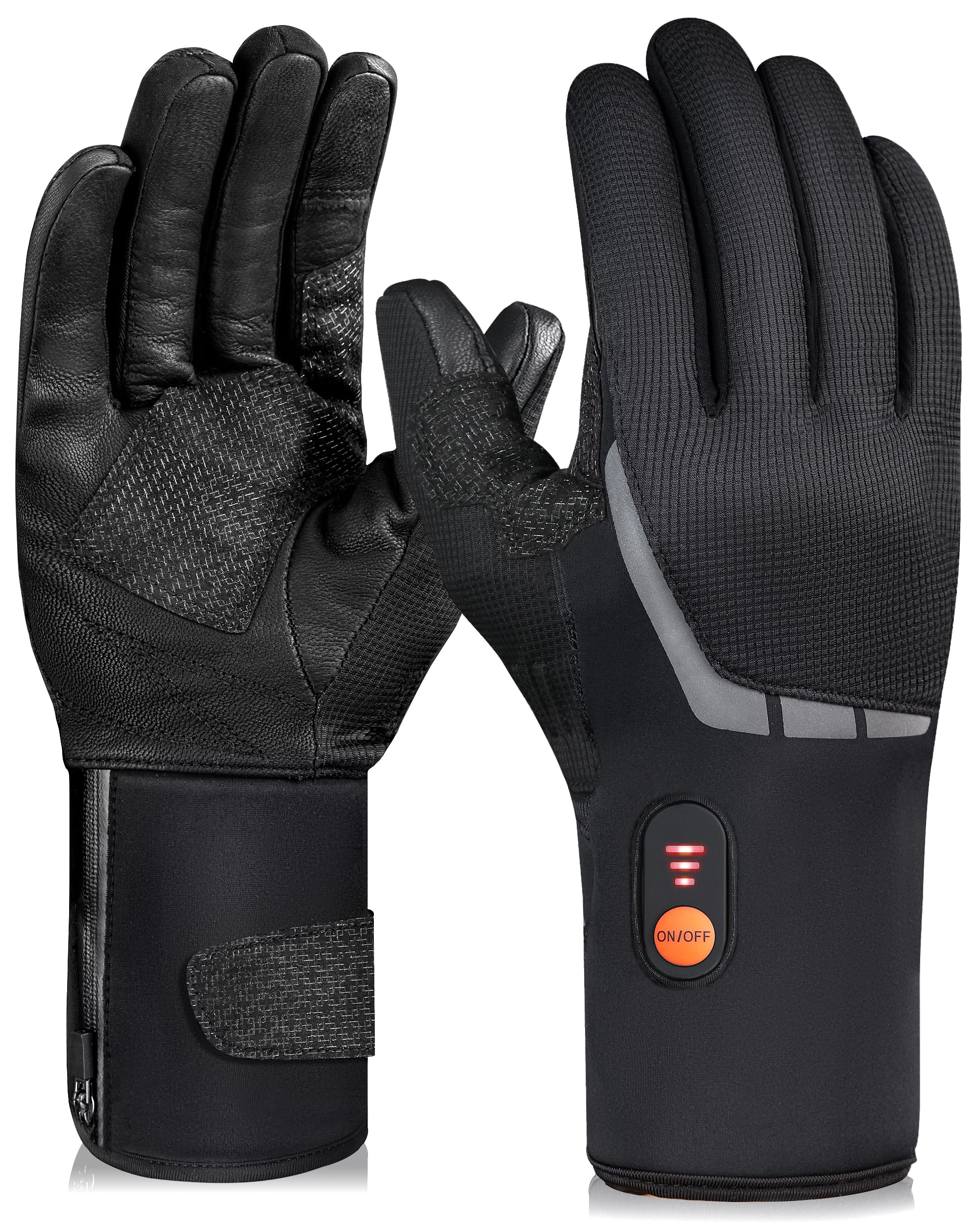 Luckcolor heated gloves front view showing full design and fit benefit