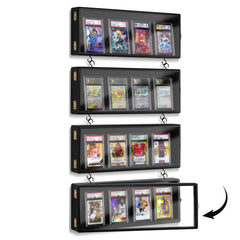 LUCKYBOPAN front view of black card display case, shows clean presentation benefit