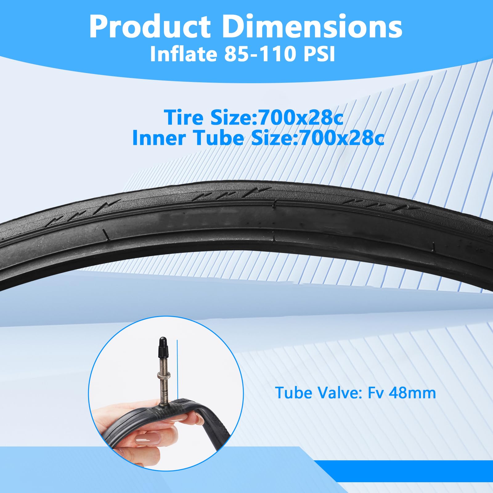 Lukasports inner tube with 48mm Presta valve for quick inflation benefit